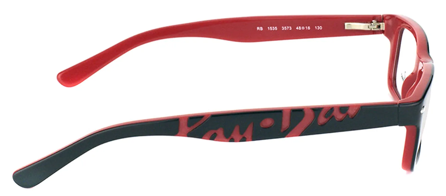Ray-Ban Junior RY 1535 3573 Rectangle Plastic Black Eyeglasses with Demo Lens