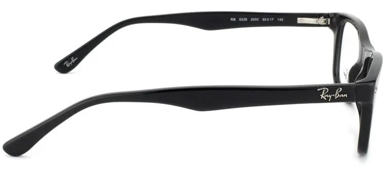 Ray-Ban RX 5228 2000 Rectangle Plastic Black Eyeglasses with Demo Lens