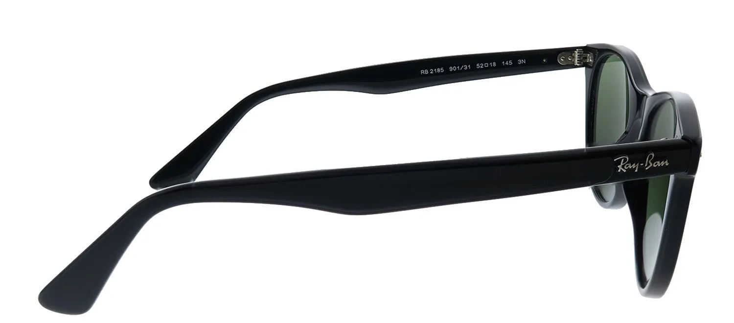 Ray-Ban Wayfarer II RB 2185 901/31 Wayfarer Plastic Black Sunglasses with Green Lens