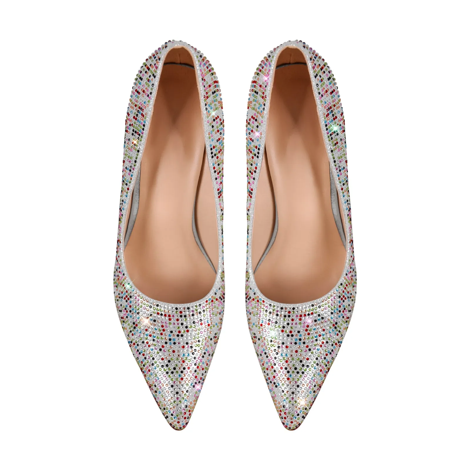 Rhinestone Pointed Toe Wedge Heel Pumps