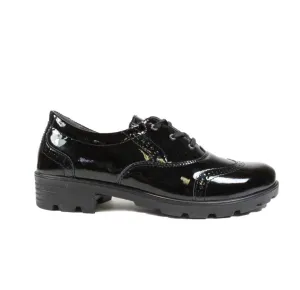 Ricosta Lucy - Black Patent Leather Brogue Lace Up School Shoe