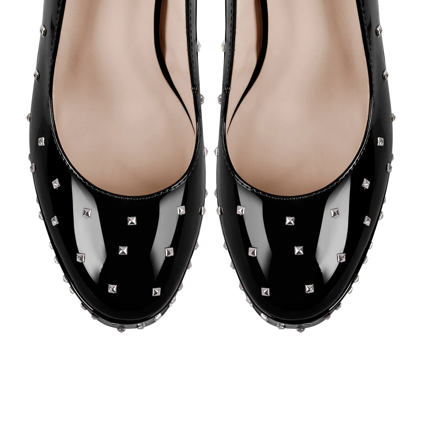 Rivet Platform Chunky Heel Ankle Strap Pumps
