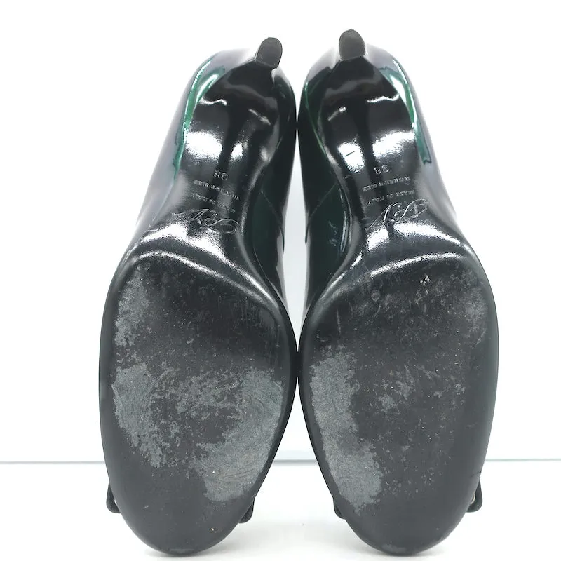 Roger Vivier Belle De Nuit Pumps Dark Green Iridescent Patent Leather Size 38