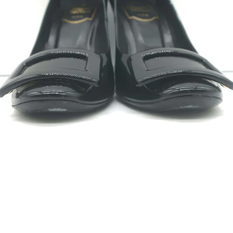 Roger Vivier Belle De Nuit Pumps Dark Green Iridescent Patent Leather Size 38