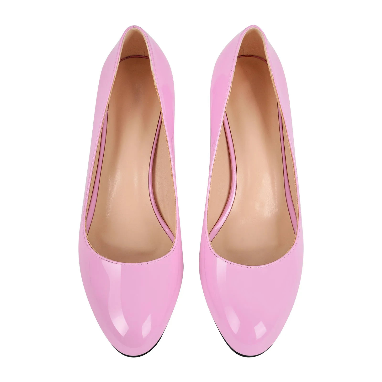 Round Toe Classic Chunky Heel Pumps