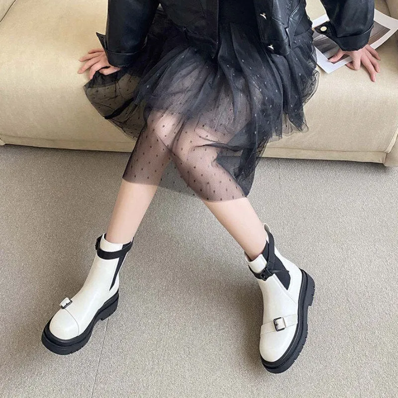Round Toe Thick Bottom Platform Ankle Boots Female