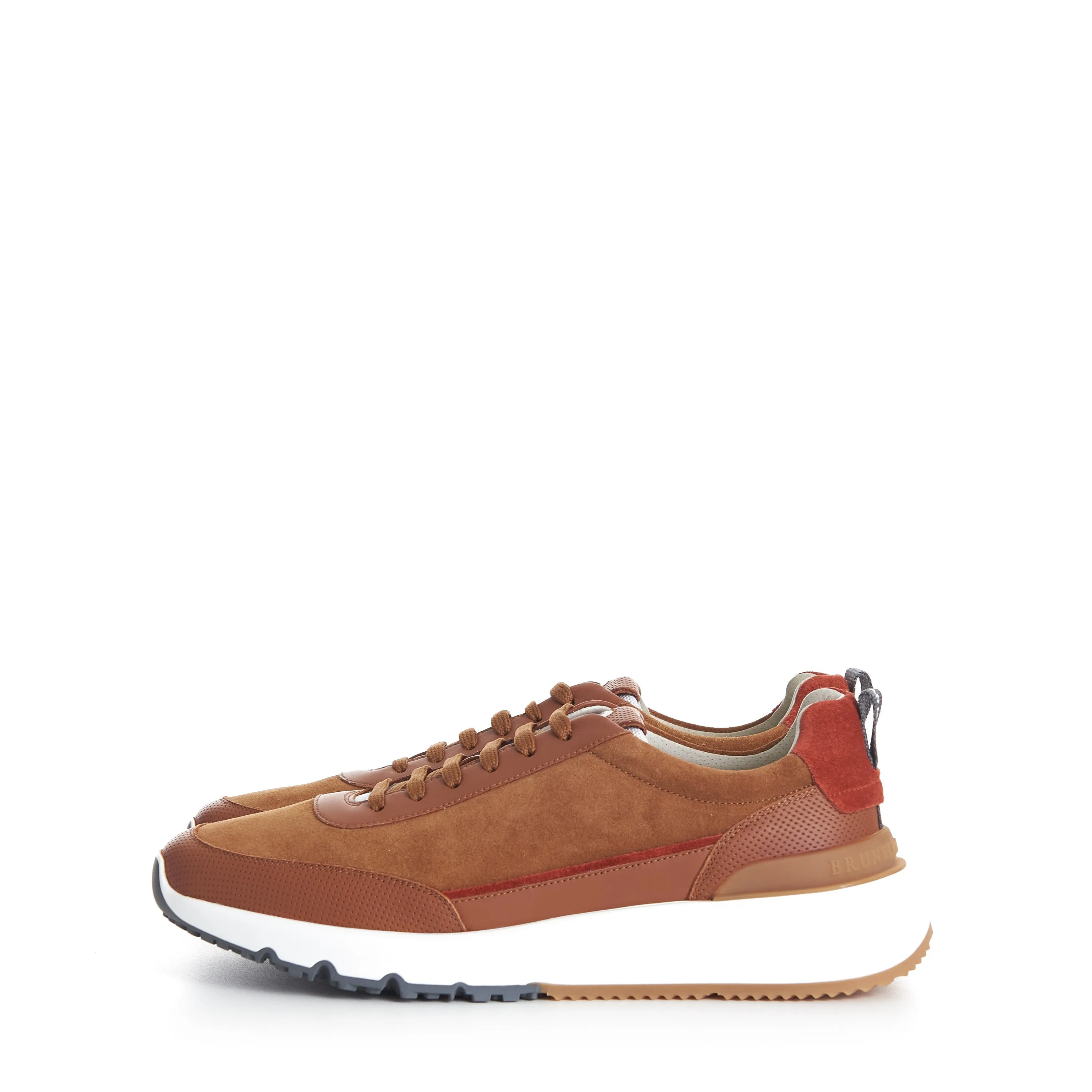 Rust Brown Low Top Runners Sneakers - Lace Up, Suede