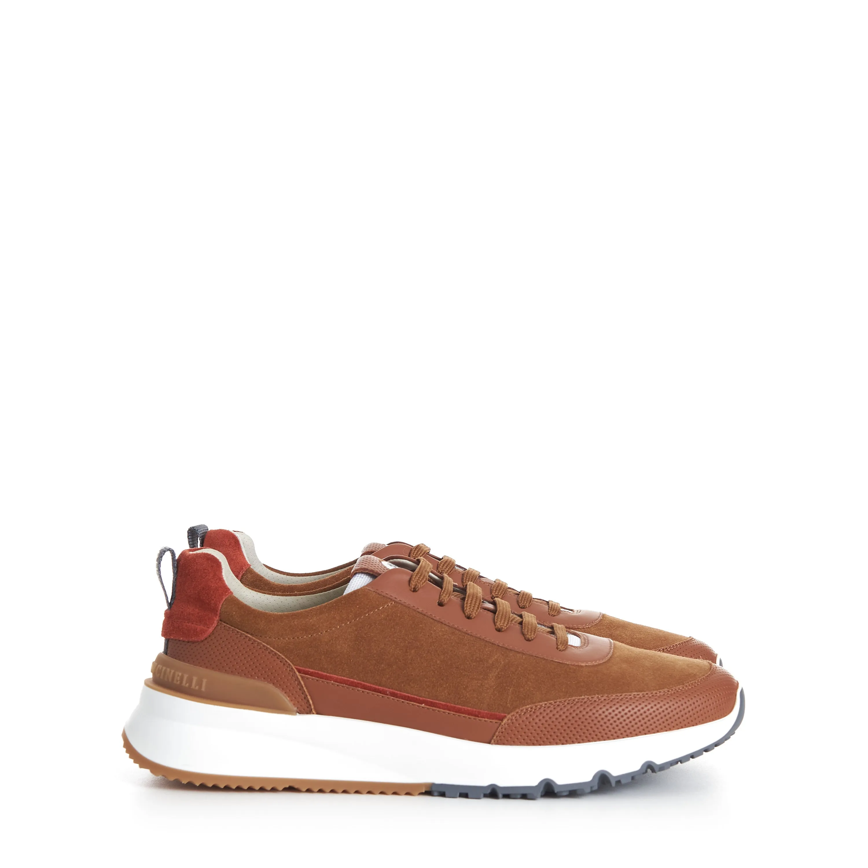 Rust Brown Low Top Runners Sneakers - Lace Up, Suede