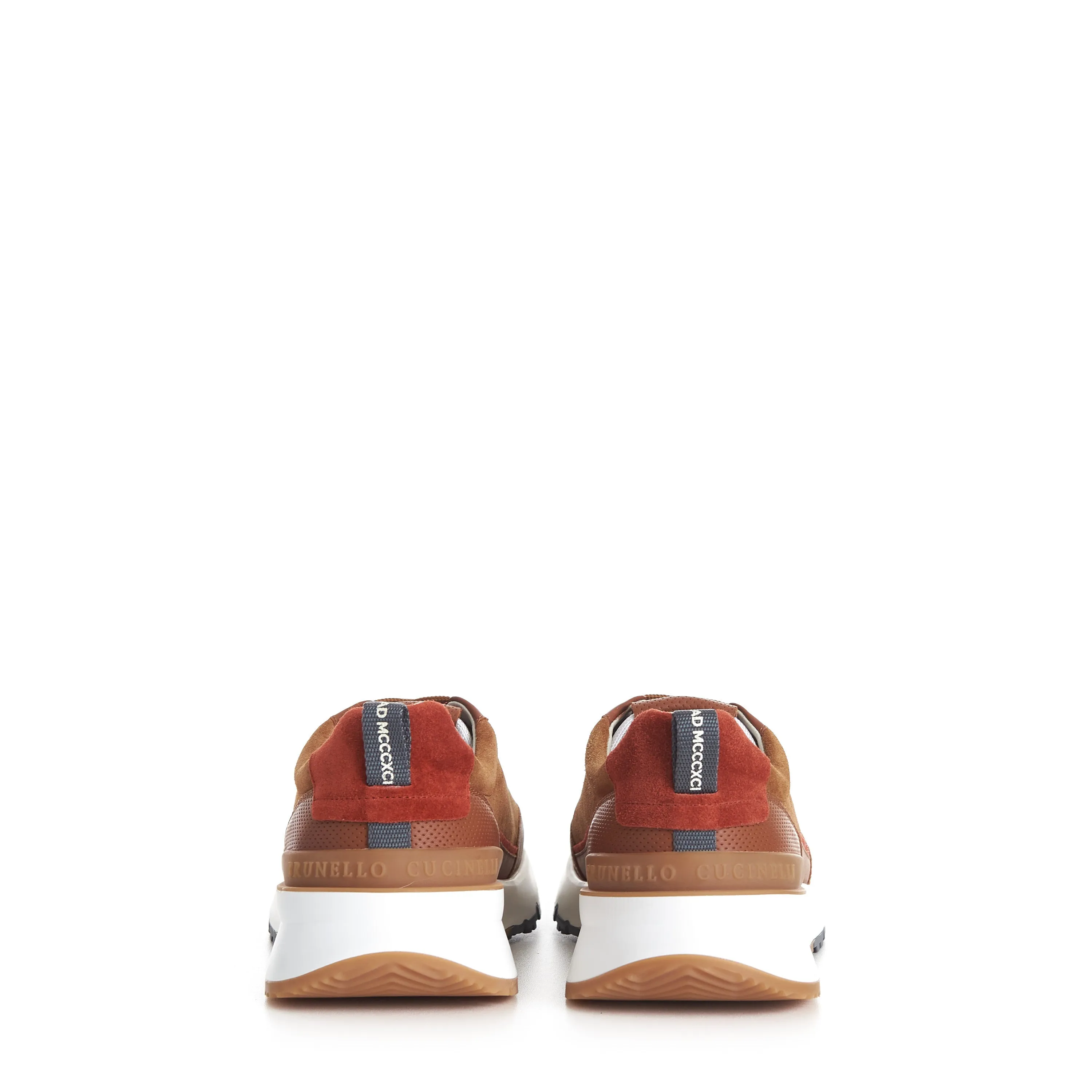 Rust Brown Low Top Runners Sneakers - Lace Up, Suede