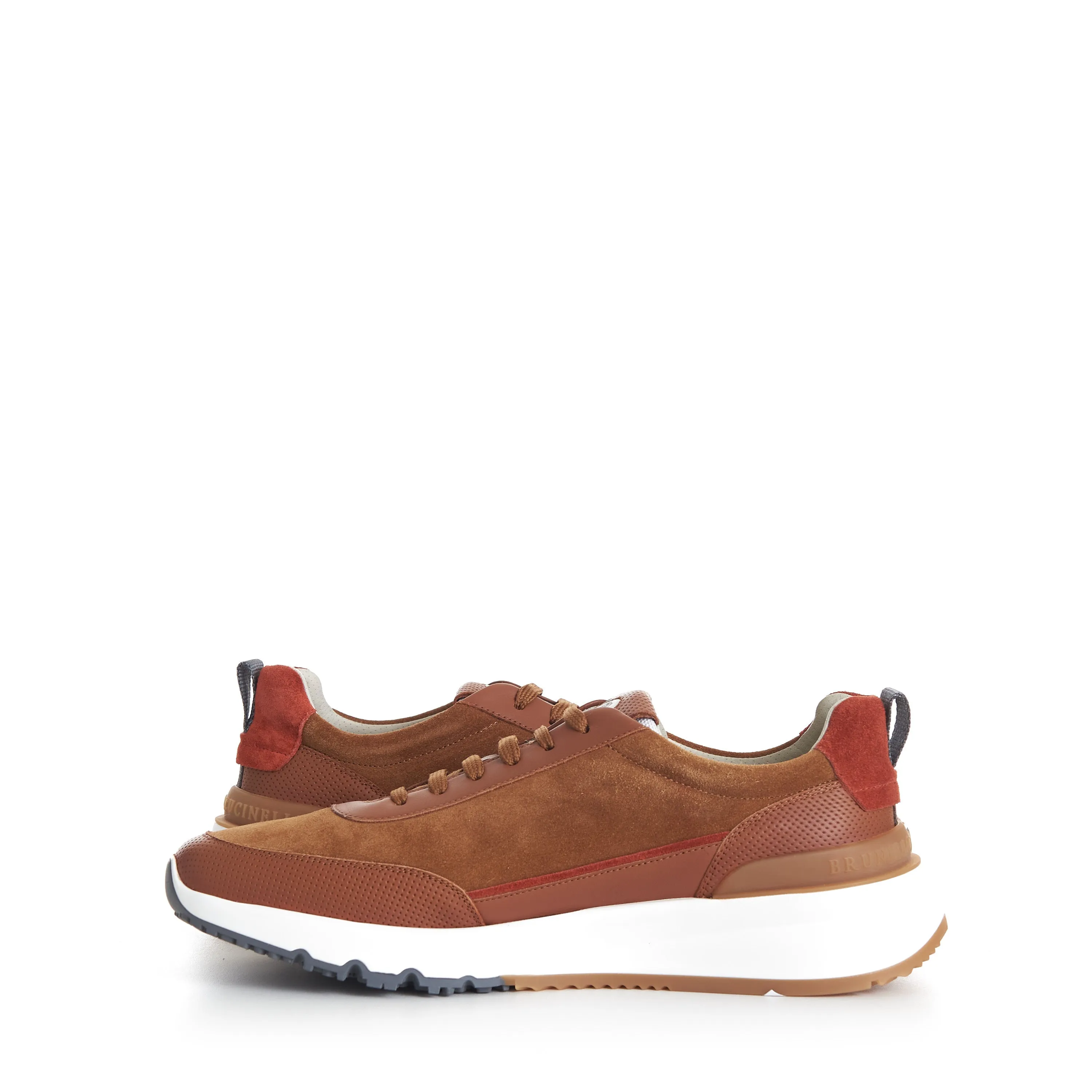 Rust Brown Low Top Runners Sneakers - Lace Up, Suede