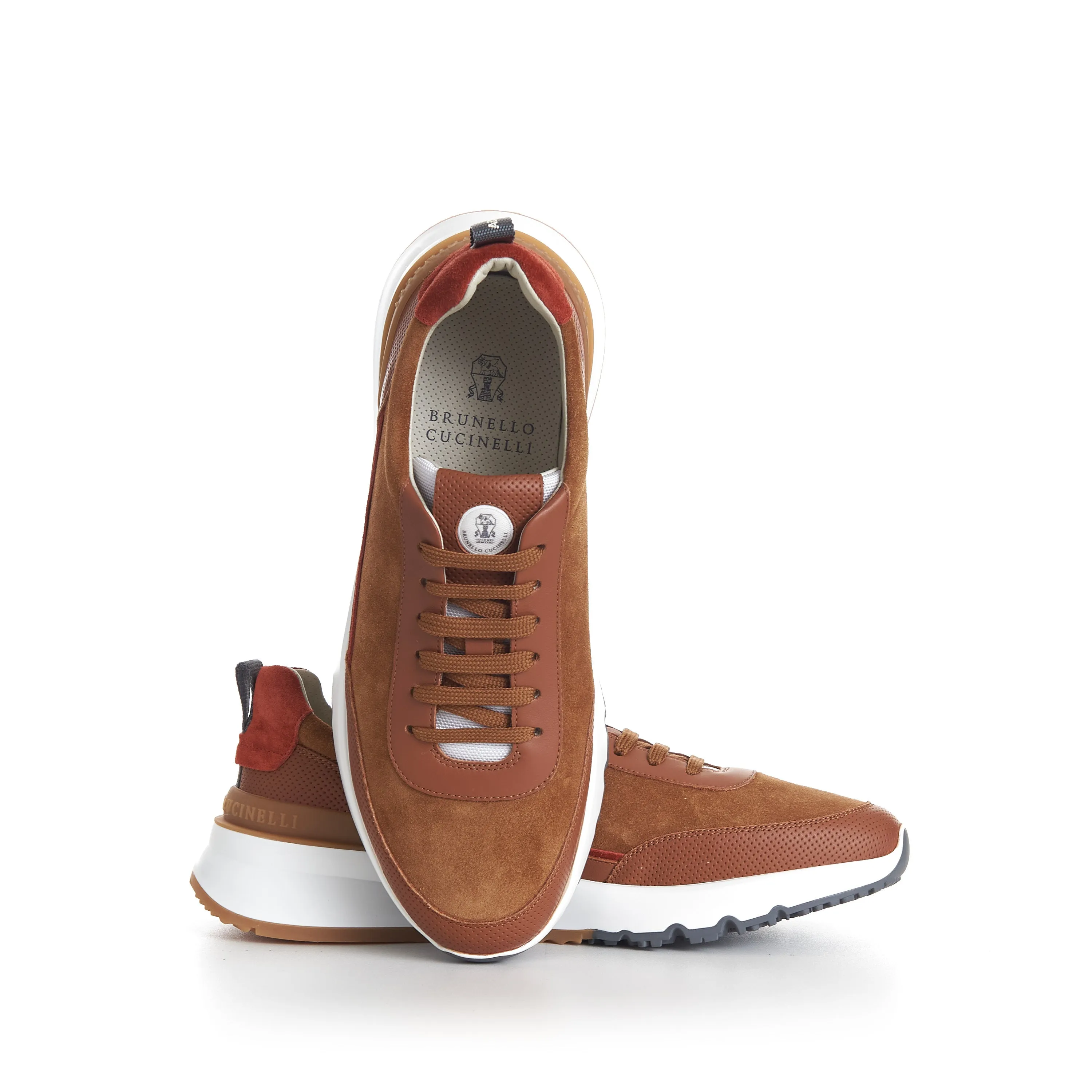 Rust Brown Low Top Runners Sneakers - Lace Up, Suede