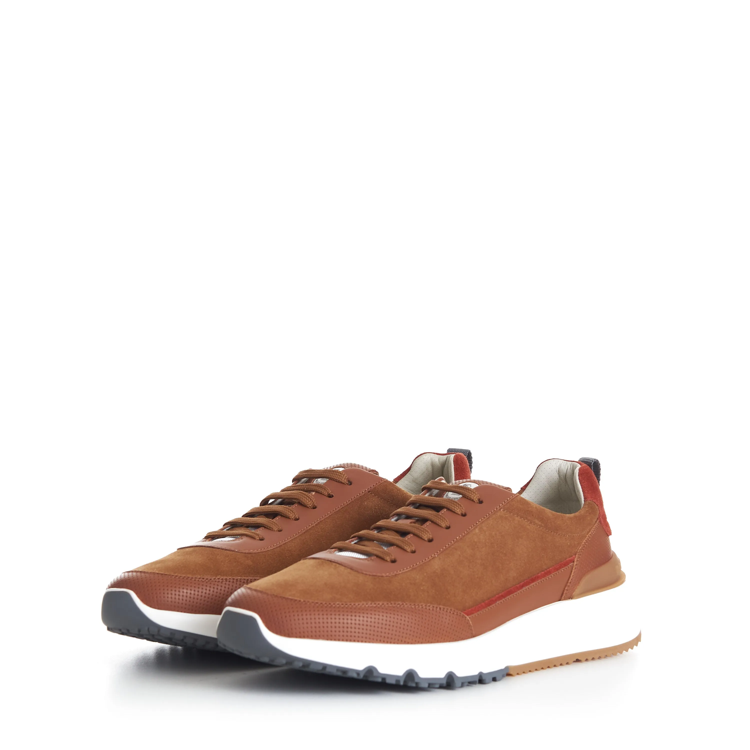 Rust Brown Low Top Runners Sneakers - Lace Up, Suede