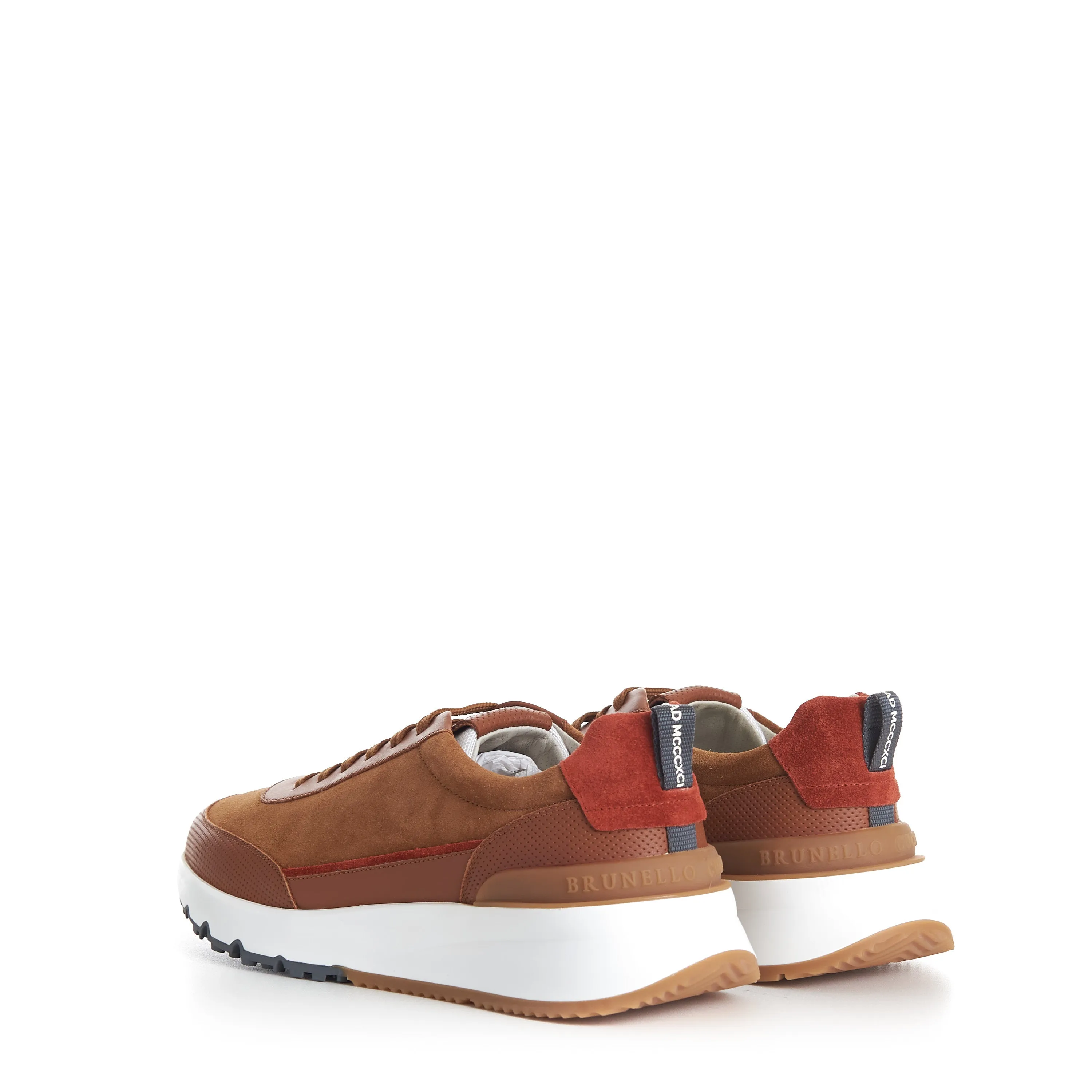 Rust Brown Low Top Runners Sneakers - Lace Up, Suede