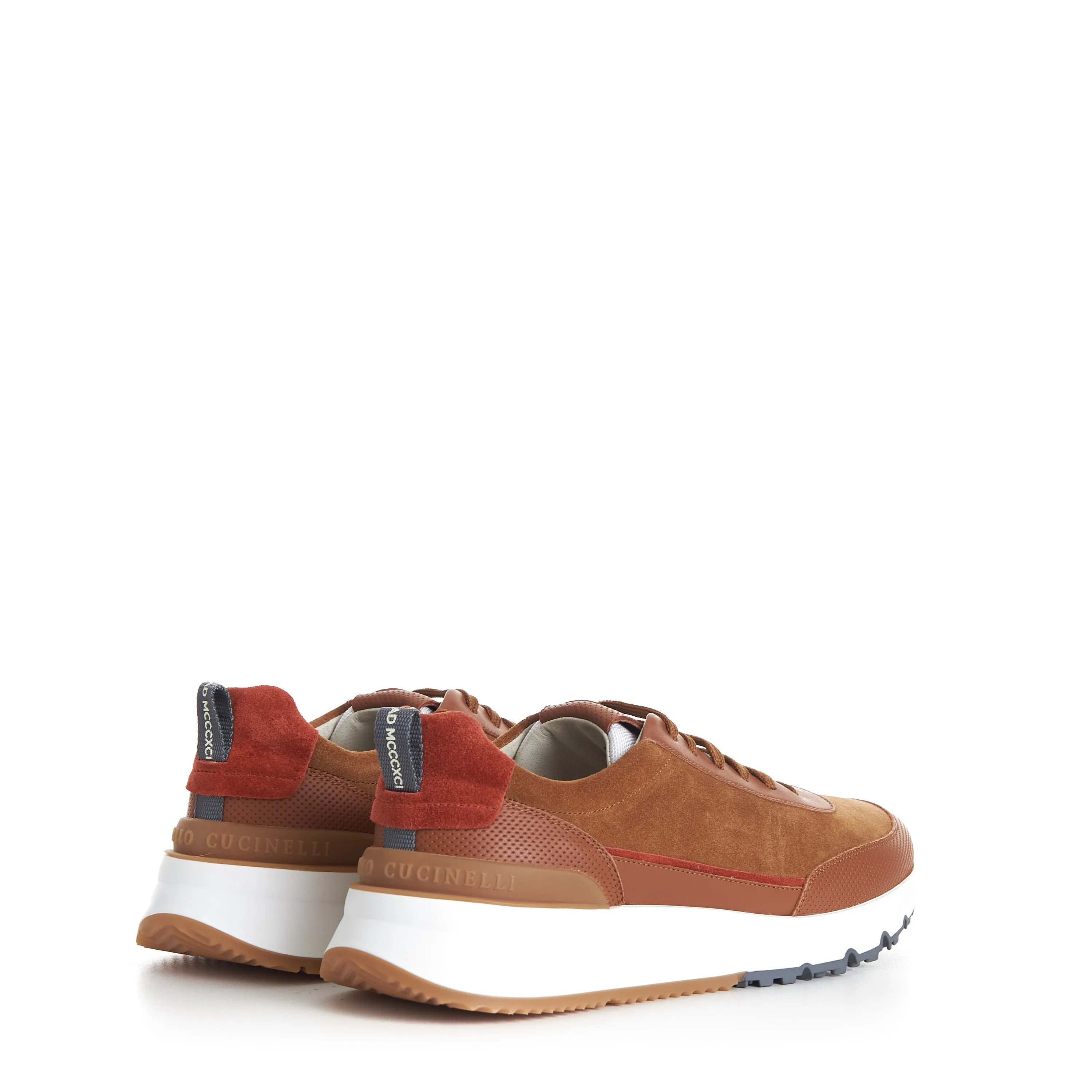 Rust Brown Low Top Runners Sneakers - Lace Up, Suede