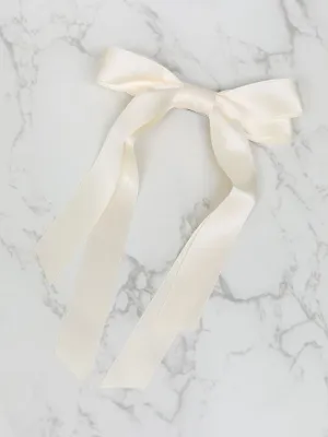 Satin Ribbon Hair Clip - Large/Cream