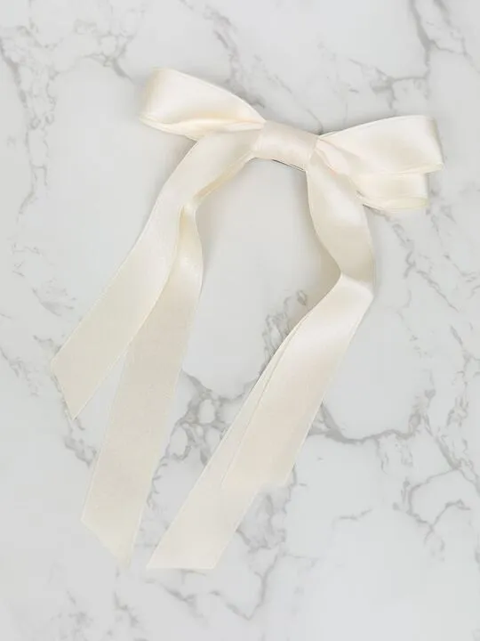 Satin Ribbon Hair Clip - Large/Cream
