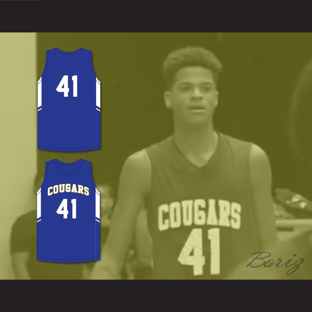 Shaqir O'Neal 41 Creekside Christian Academy Cougars Blue Basketball Jersey 1