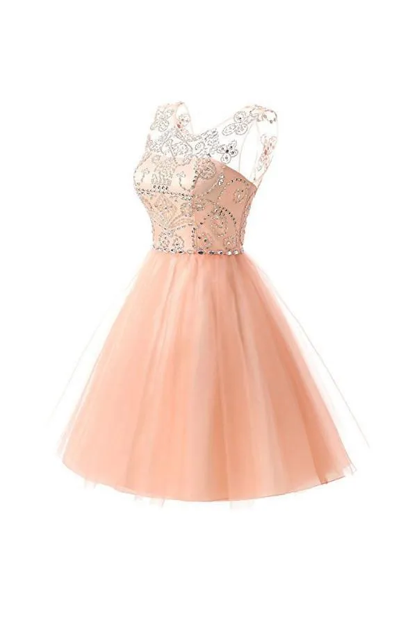 Short Tulle Beading Homecoming Dress Prom Gowns Party Dresses PG076