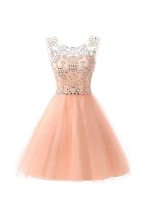 Short Tulle Beading Homecoming Dress Prom Gowns Party Dresses PG076