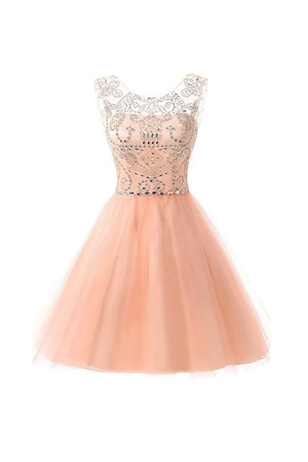 Short Tulle Beading Homecoming Dress Prom Gowns Party Dresses PG076