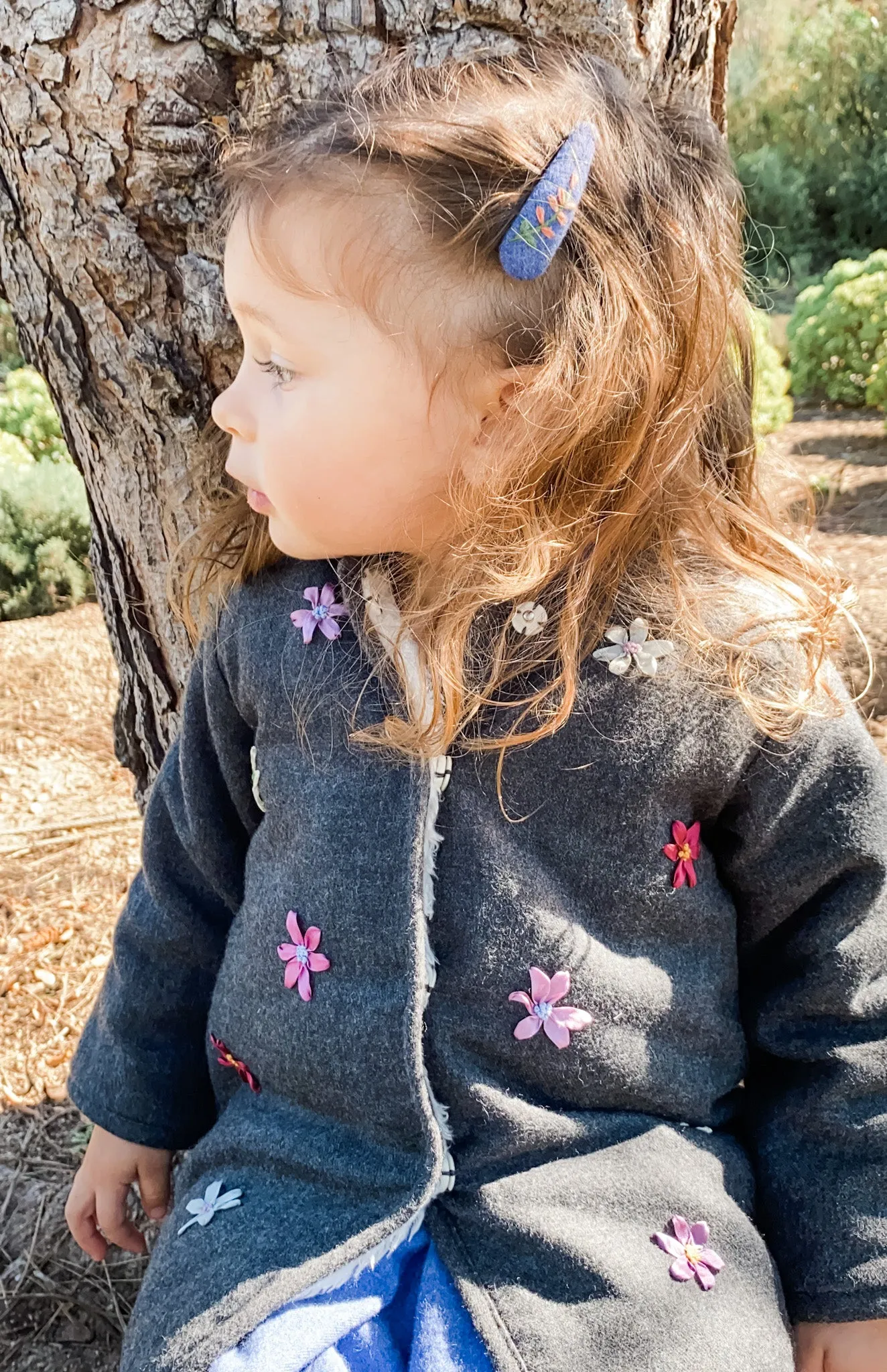 Silk Ribbon Flower Jacket, Anthracite