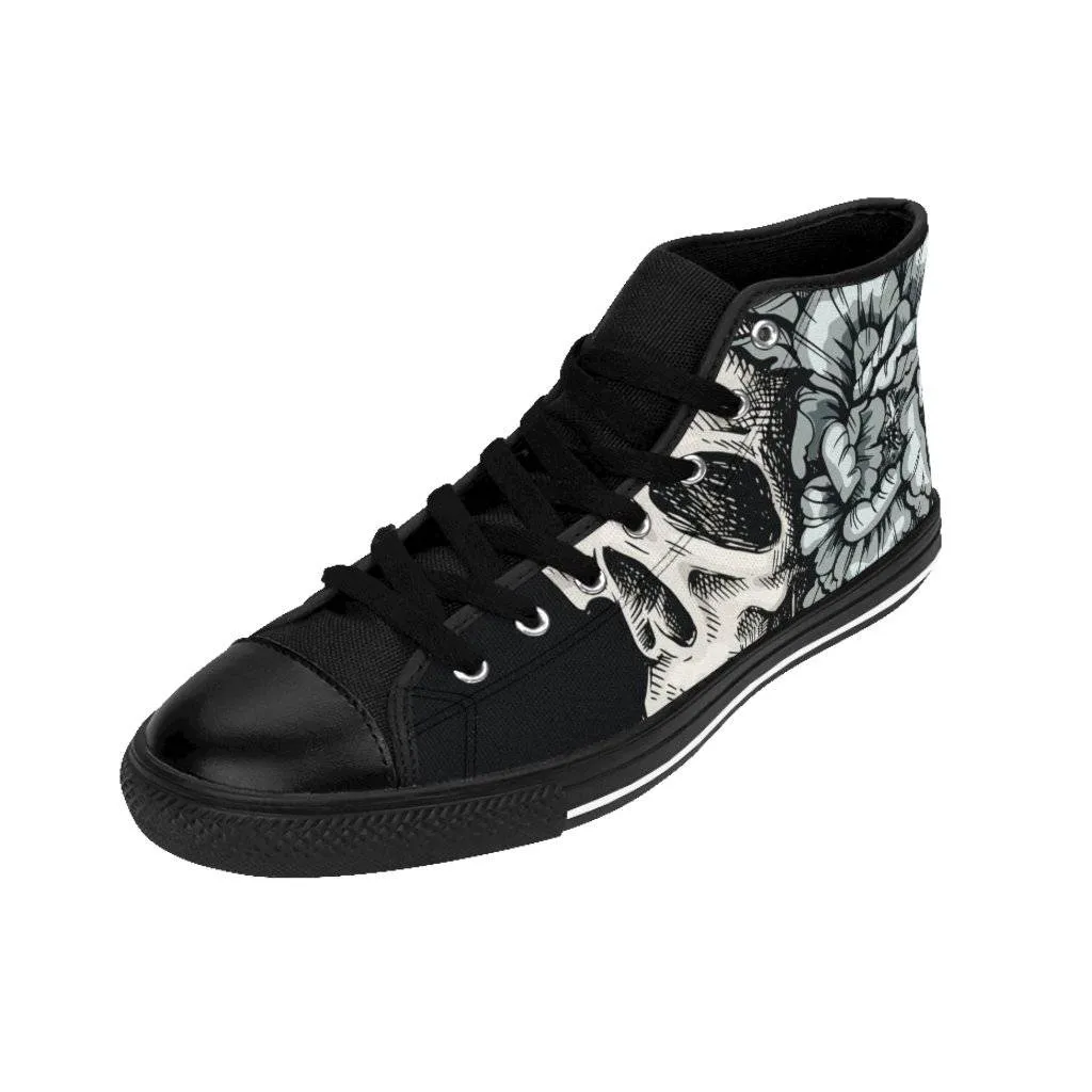 Skull with flora ornament Men's High-top Sneakers