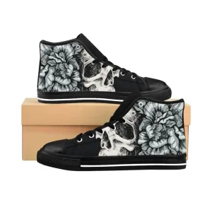 Skull with flora ornament Men's High-top Sneakers