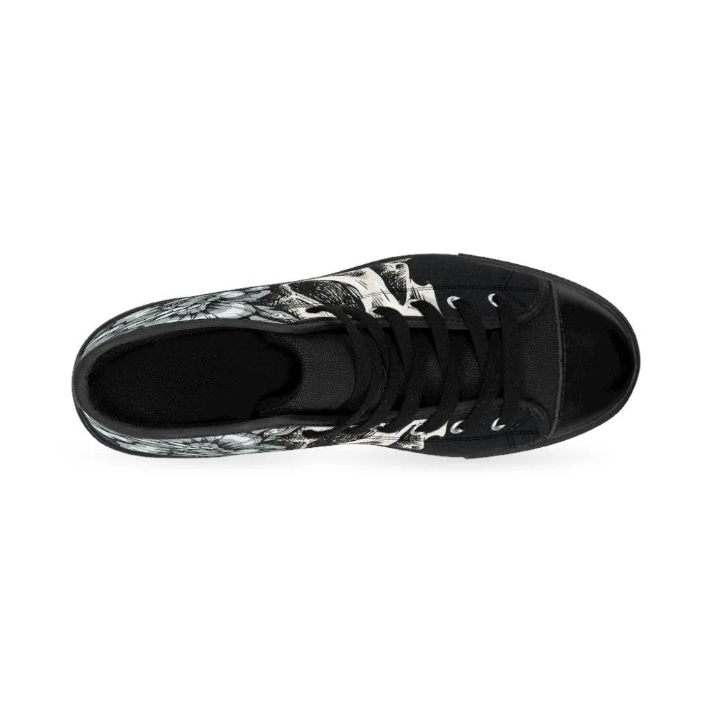 Skull with flora ornament Men's High-top Sneakers
