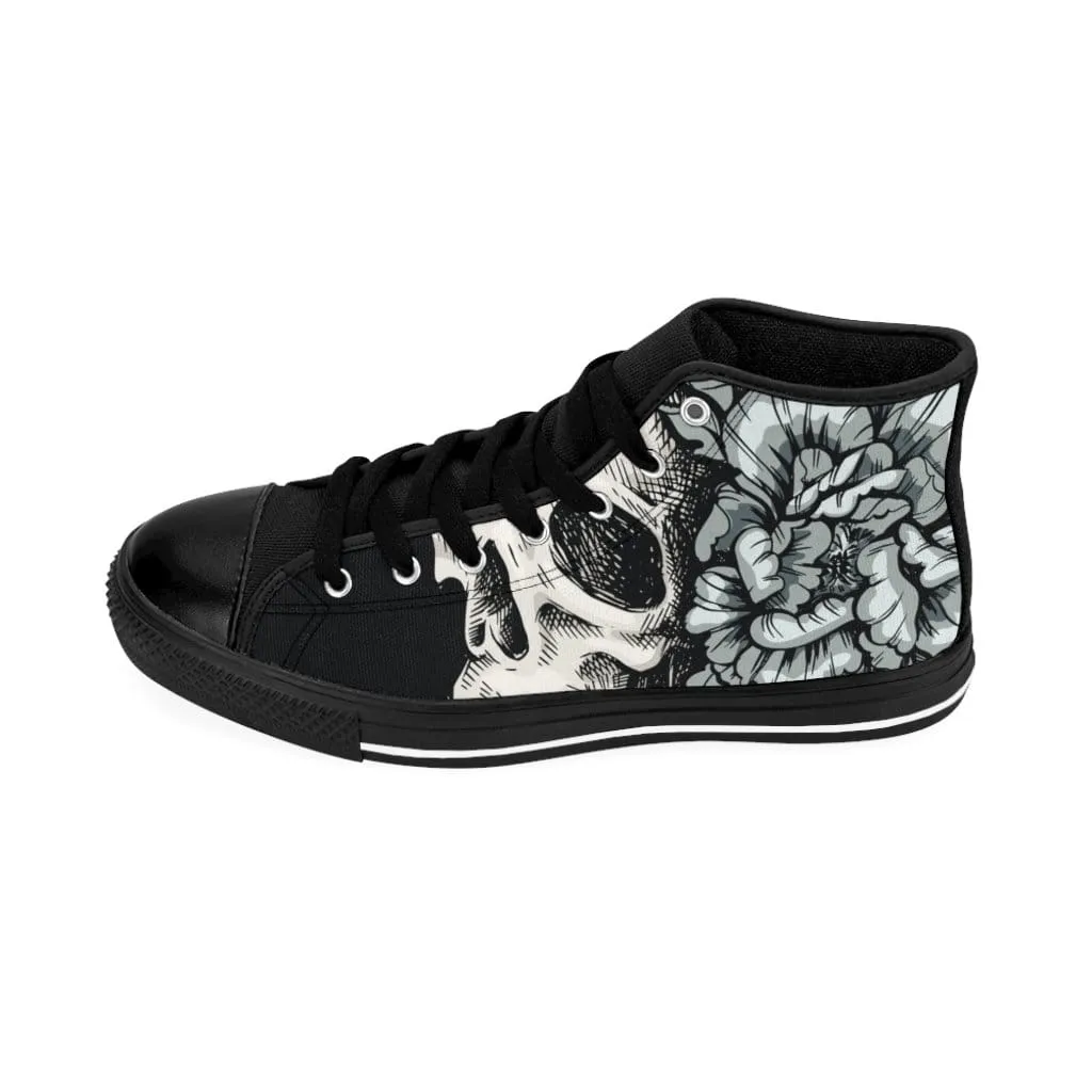 Skull with flora ornament Men's High-top Sneakers