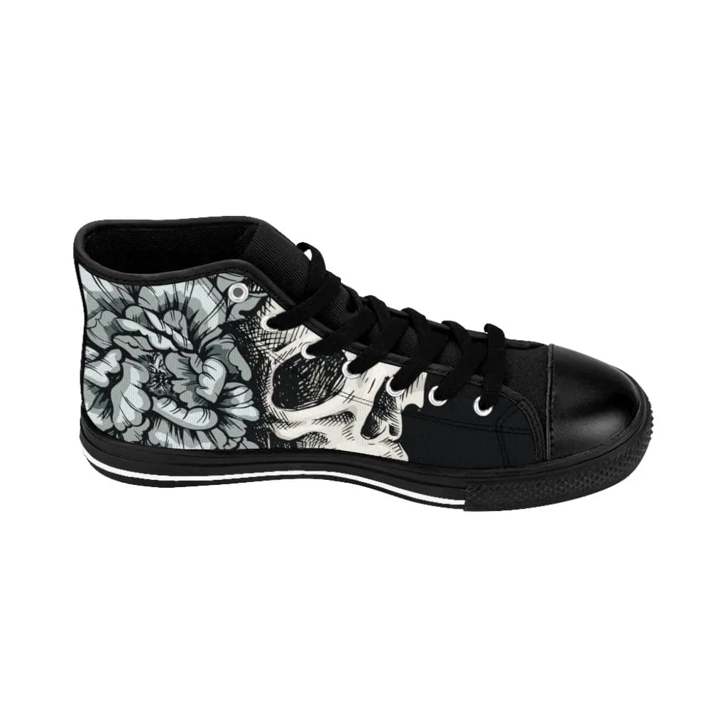 Skull with flora ornament Men's High-top Sneakers
