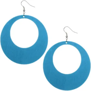 Sky Blue Gigantic Wooden Round Hoop Earrings