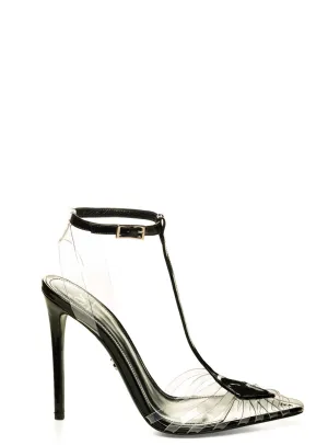 SOLANGE BLACK PATENT & PVC PUMPS