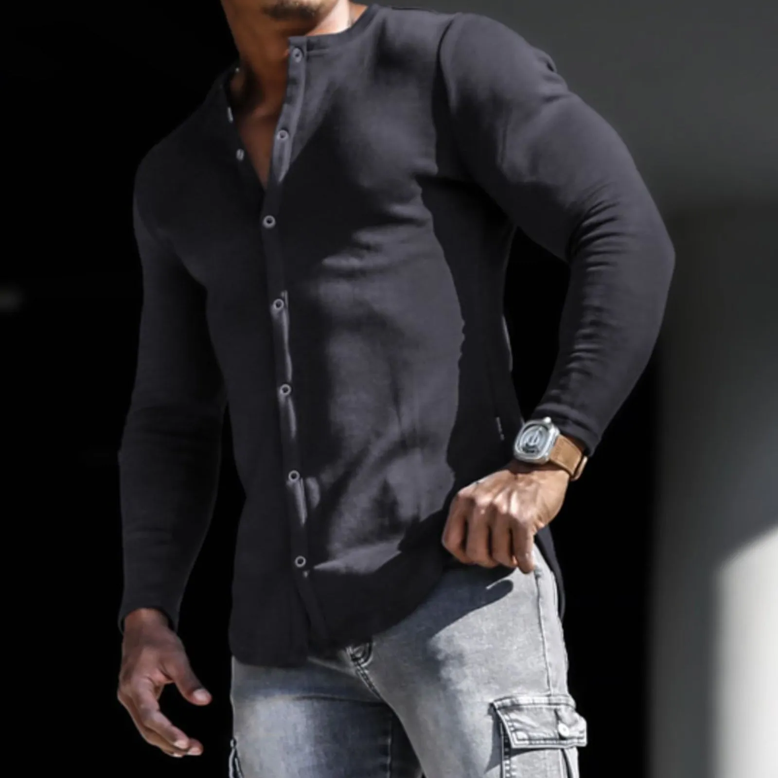 SOLID COLOR LONG SLEEVE SHIRT
