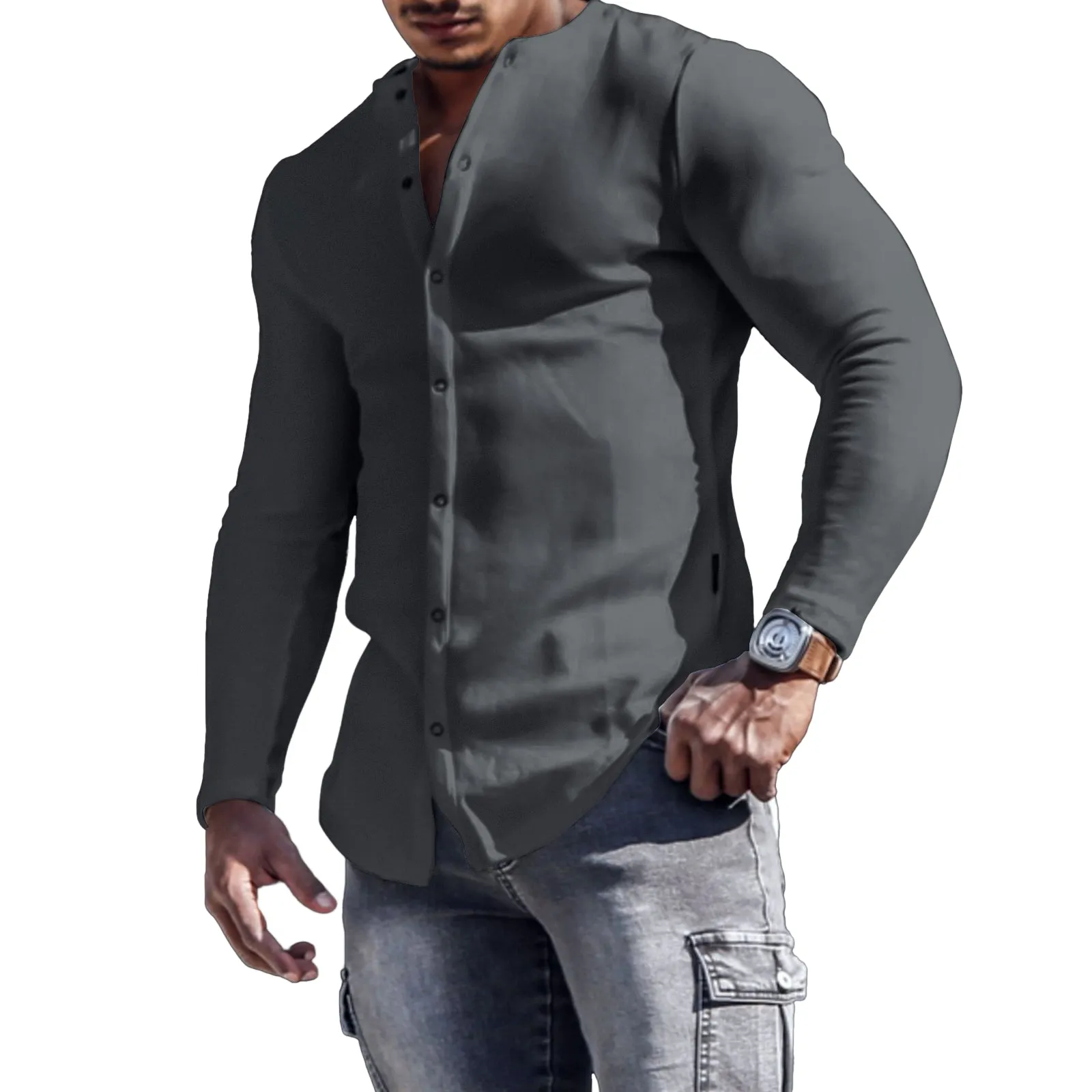 SOLID COLOR LONG SLEEVE SHIRT