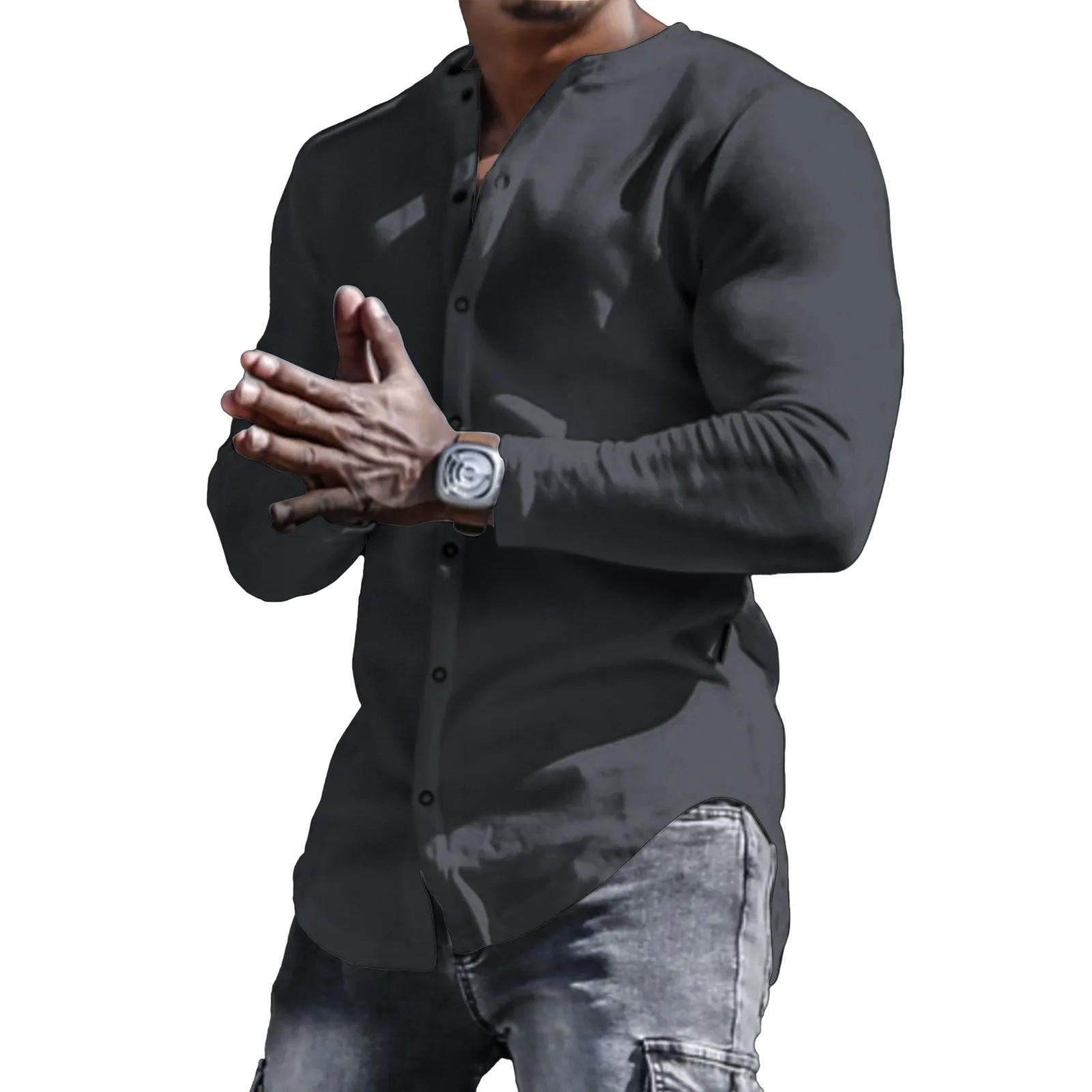 SOLID COLOR LONG SLEEVE SHIRT