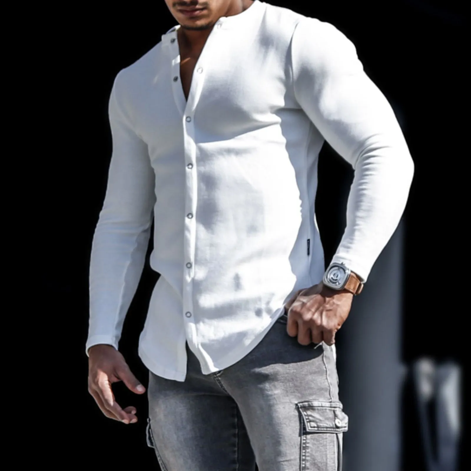 SOLID COLOR LONG SLEEVE SHIRT