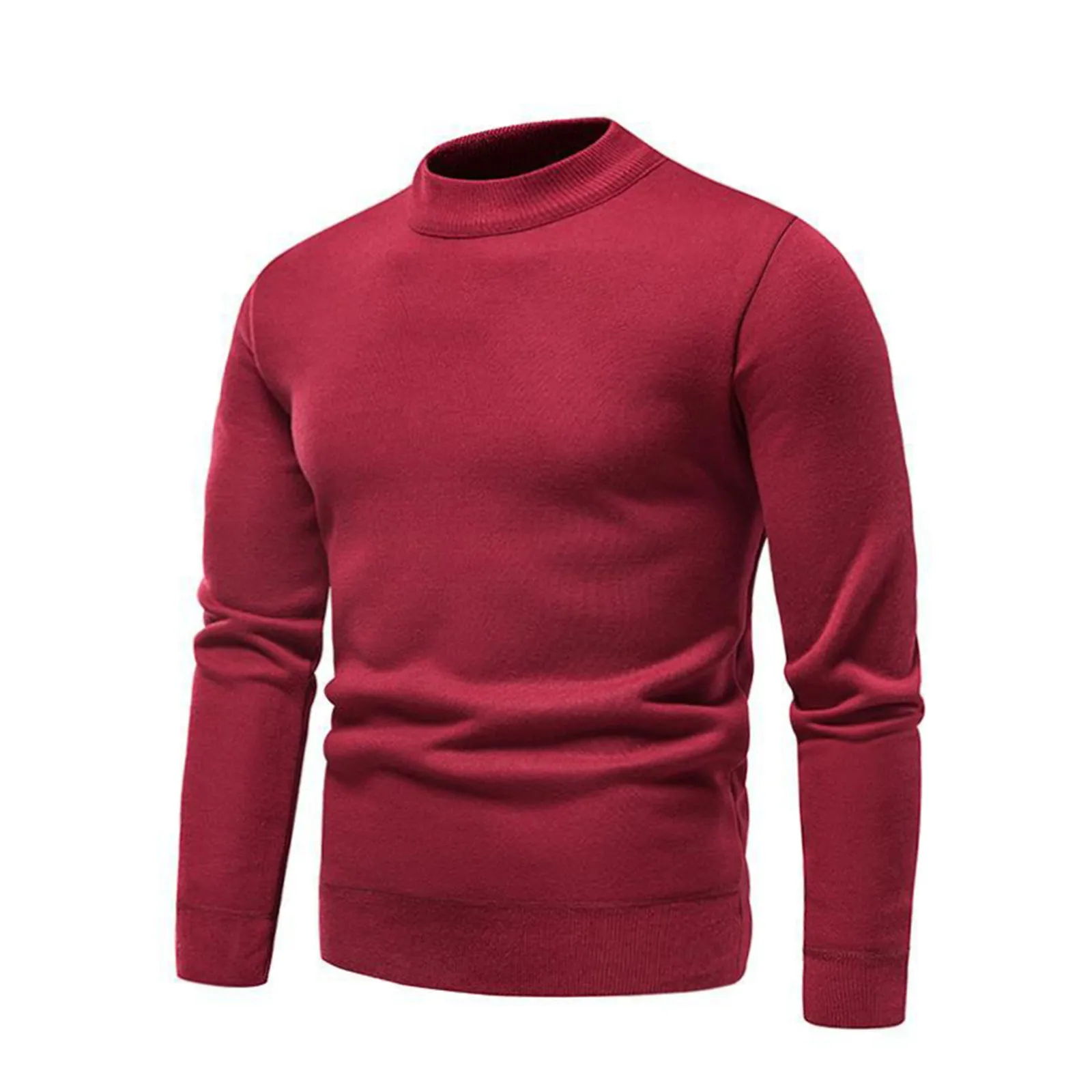 SOLID COLOR ROUND NECK KNITTED SWEATER