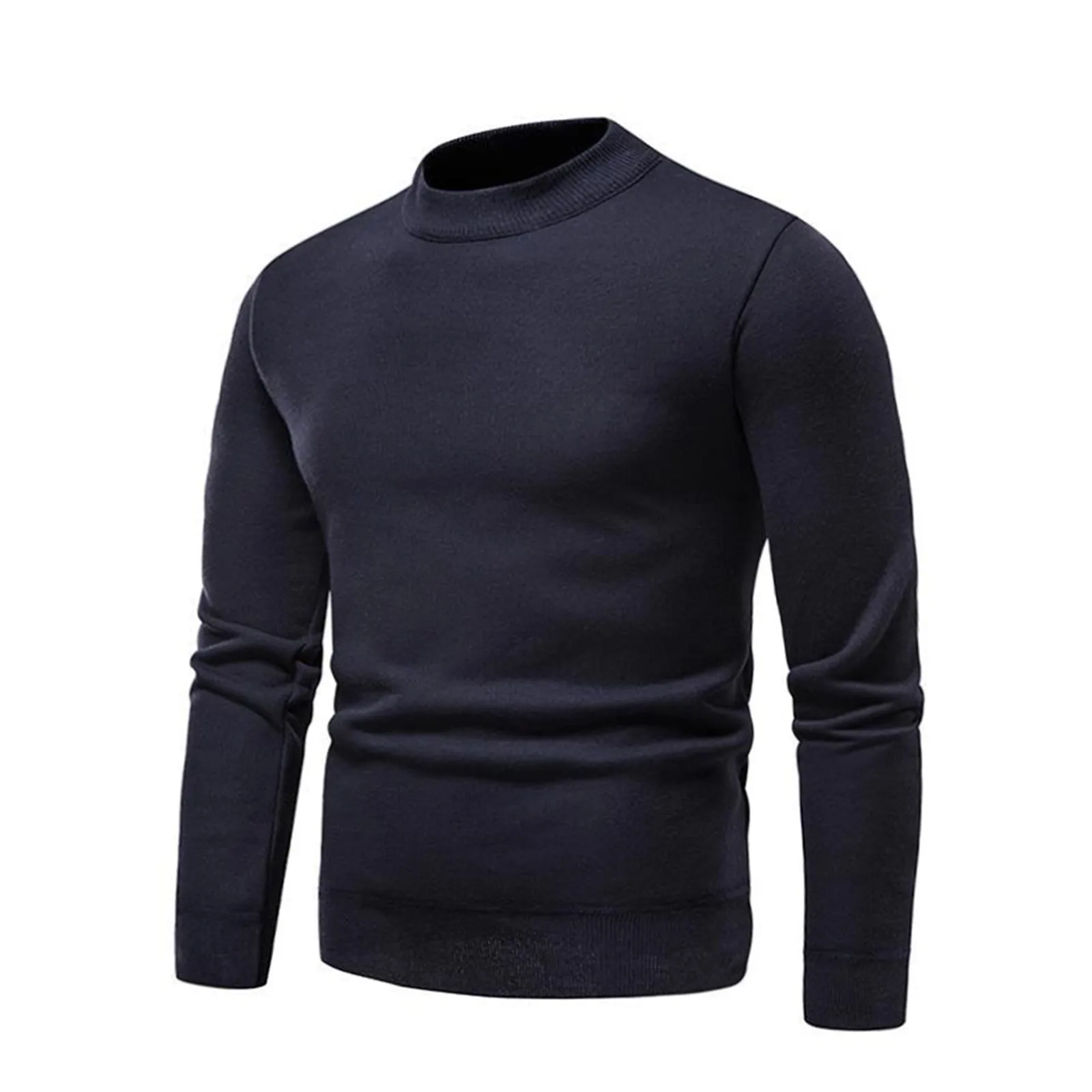 SOLID COLOR ROUND NECK KNITTED SWEATER