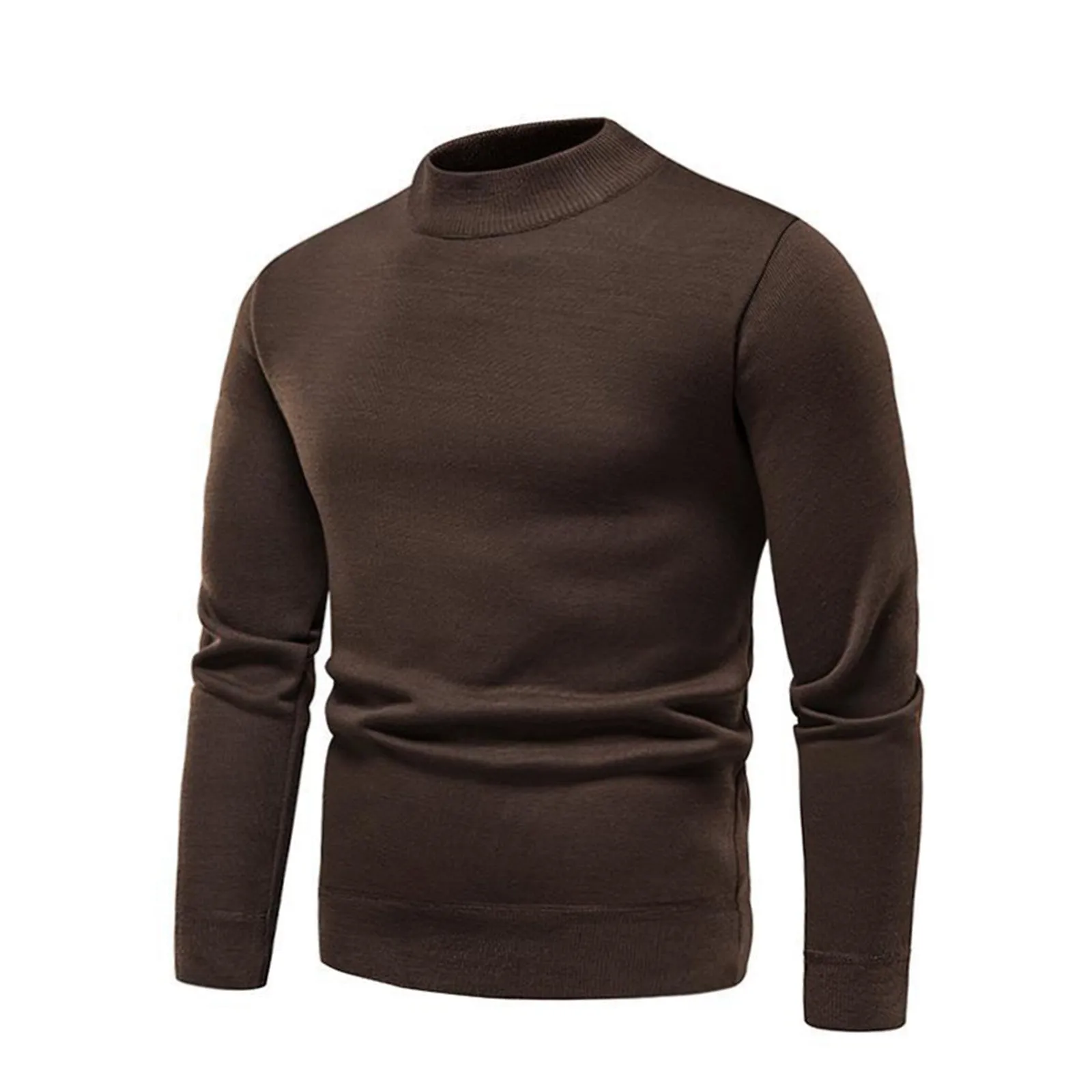 SOLID COLOR ROUND NECK KNITTED SWEATER