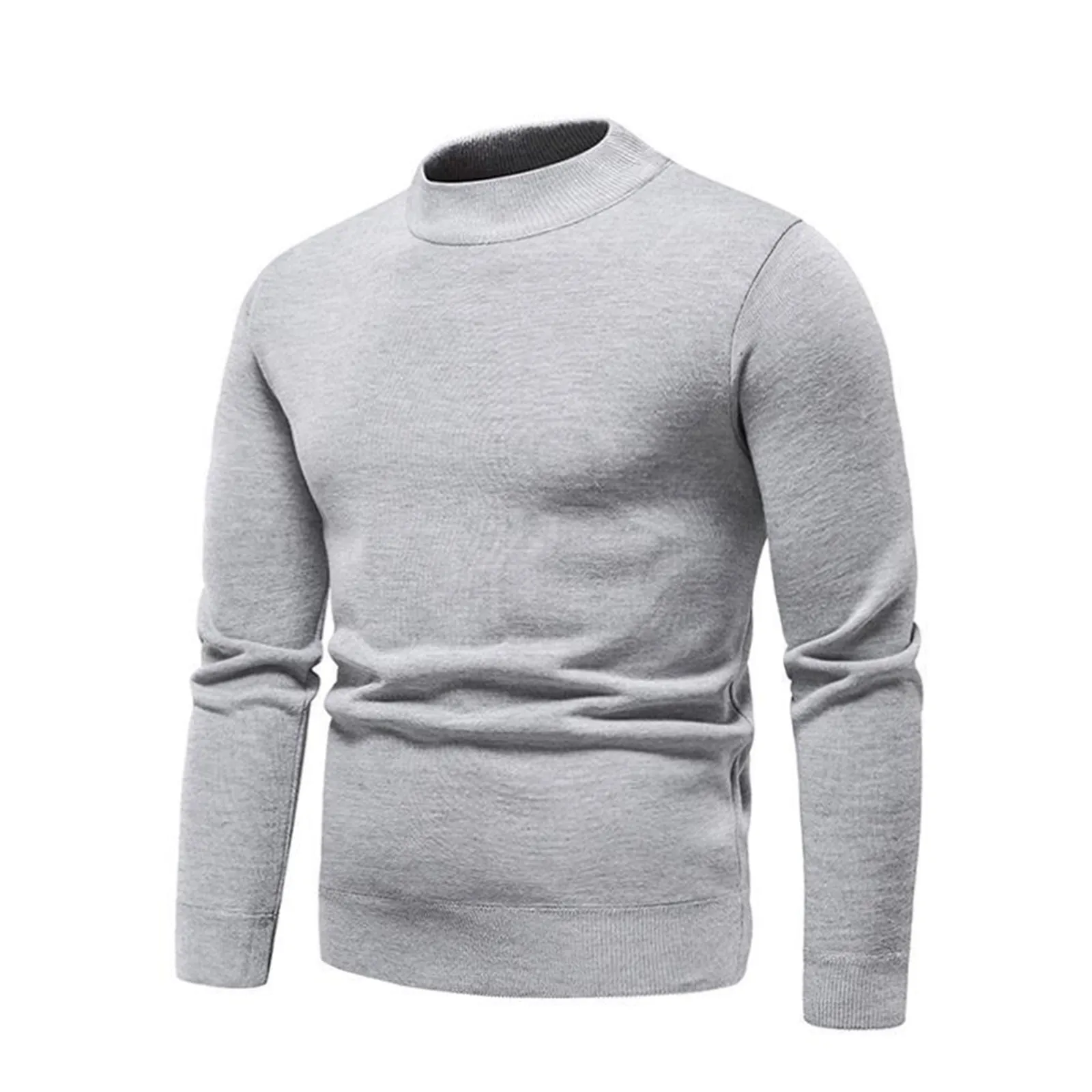 SOLID COLOR ROUND NECK KNITTED SWEATER