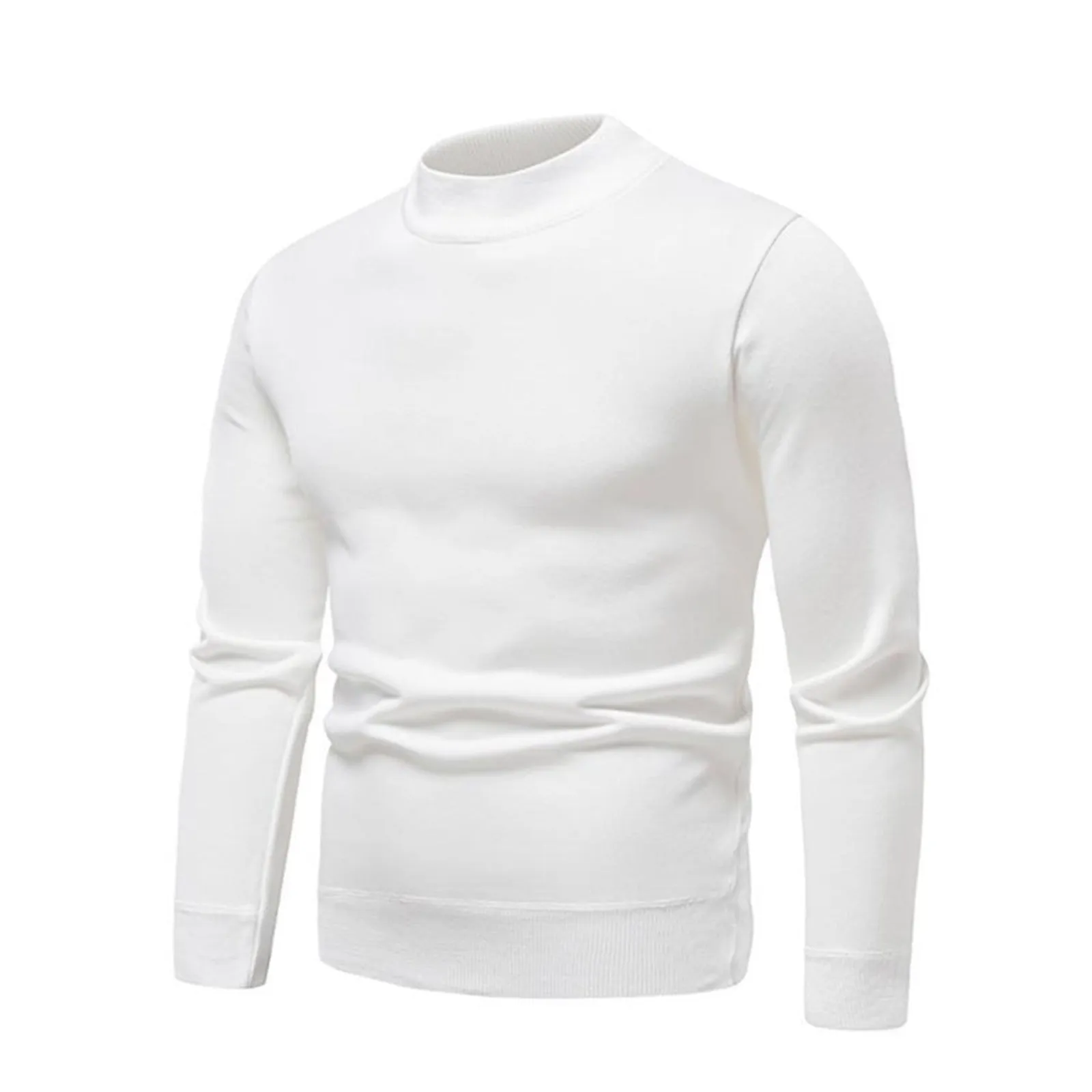 SOLID COLOR ROUND NECK KNITTED SWEATER