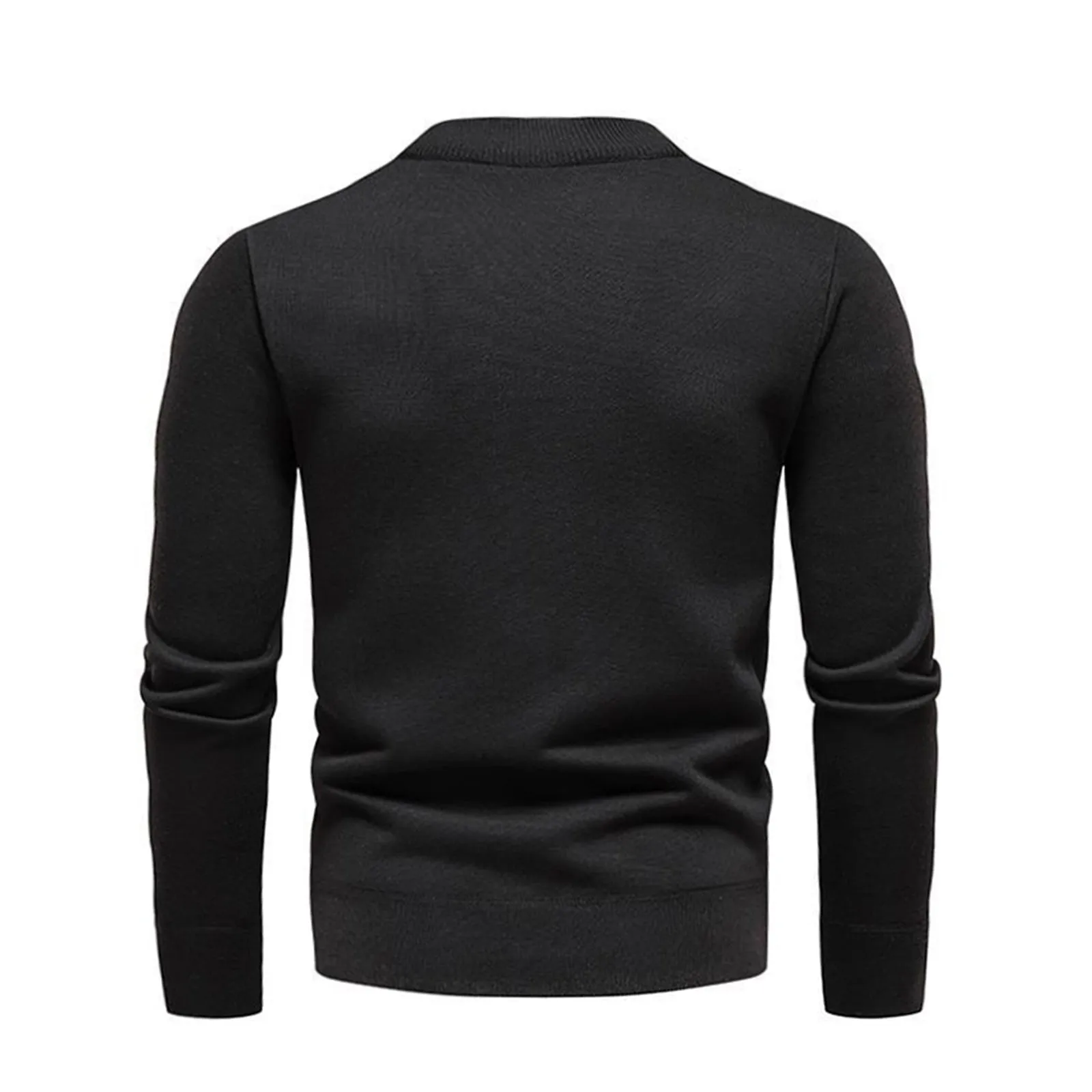SOLID COLOR ROUND NECK KNITTED SWEATER
