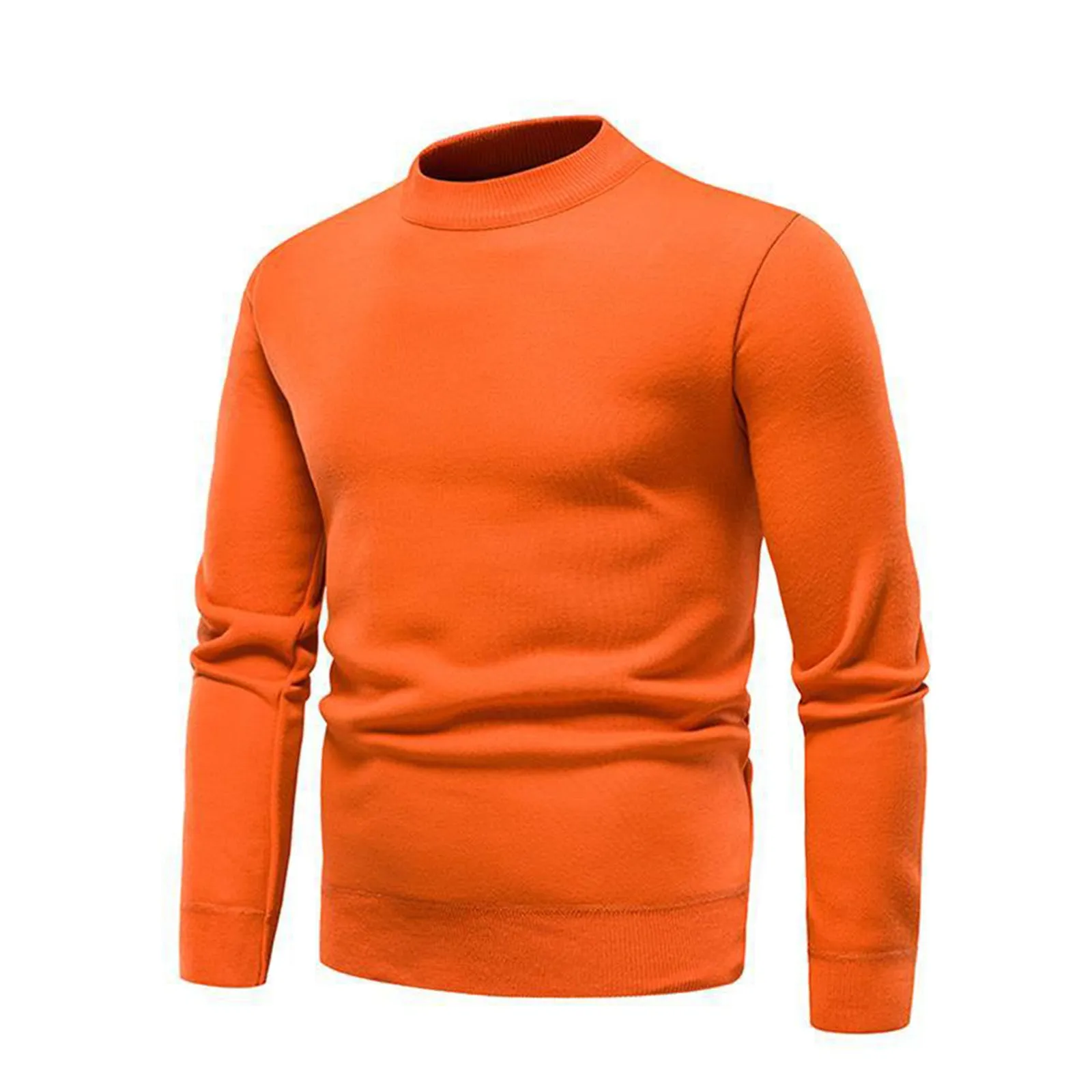 SOLID COLOR ROUND NECK KNITTED SWEATER
