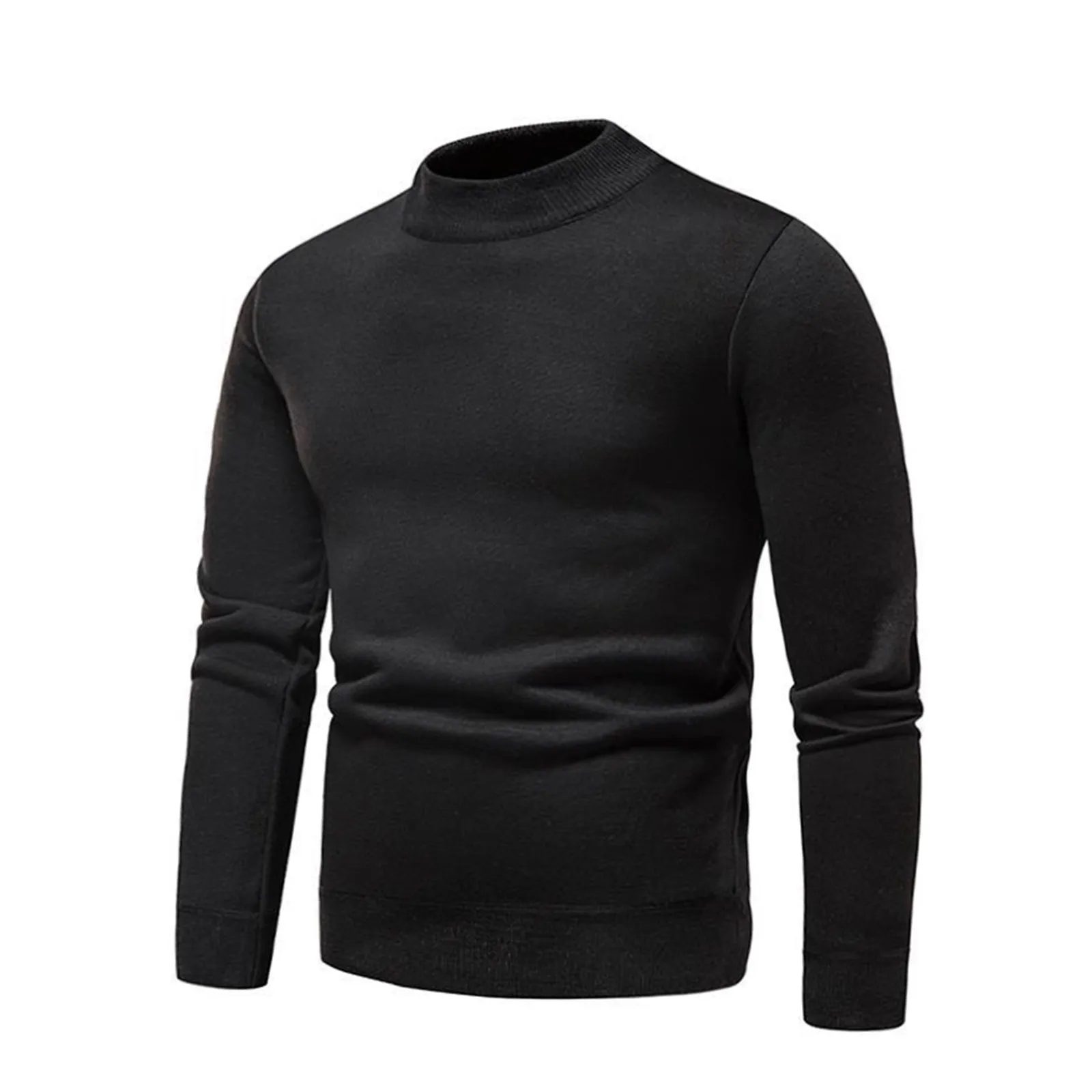 SOLID COLOR ROUND NECK KNITTED SWEATER