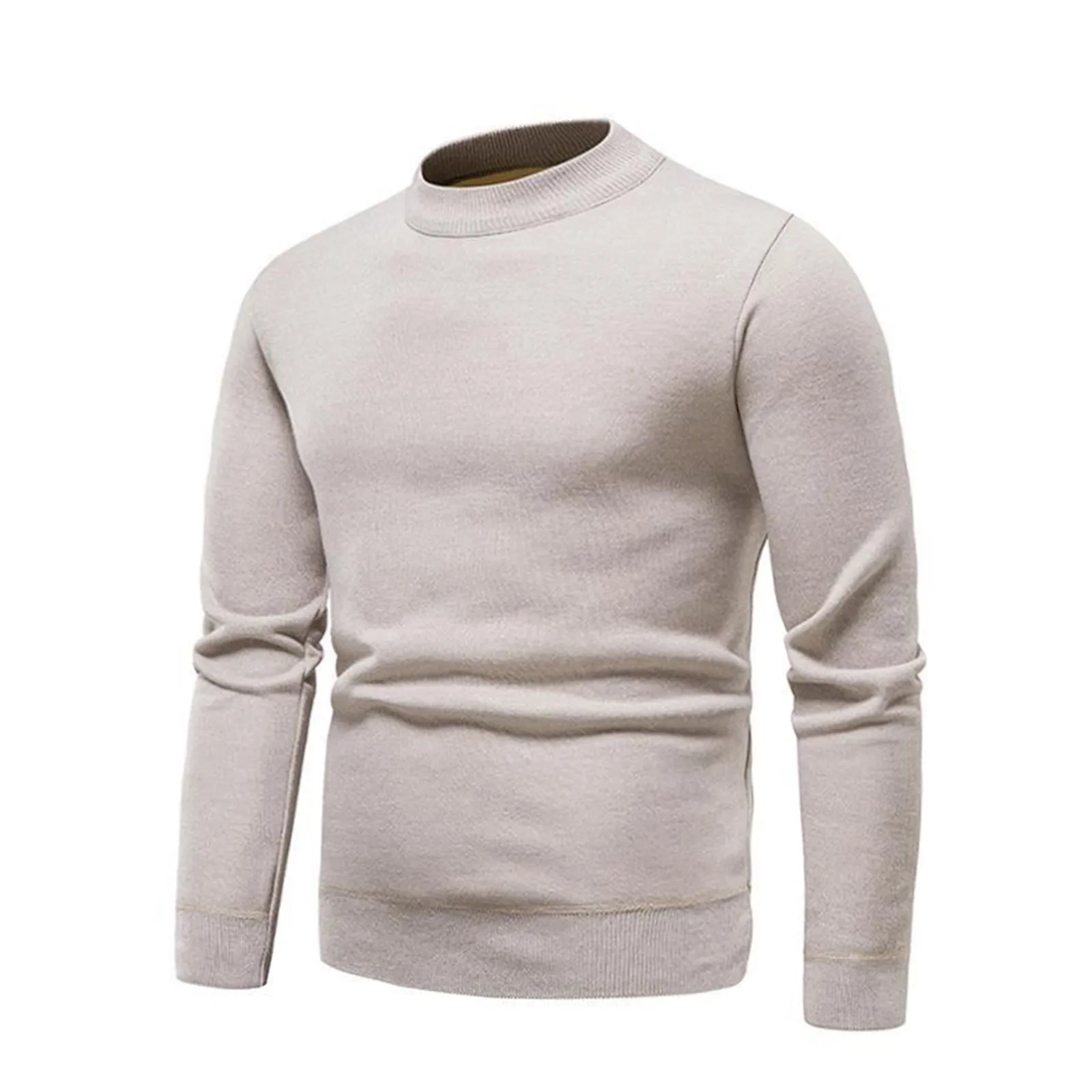 SOLID COLOR ROUND NECK KNITTED SWEATER
