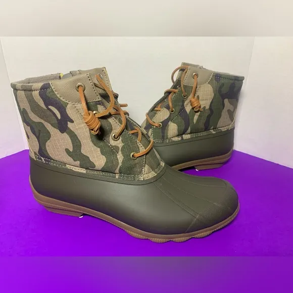 SPERRY Women’s Saltwater Tide Camo Duck Boots 11M New