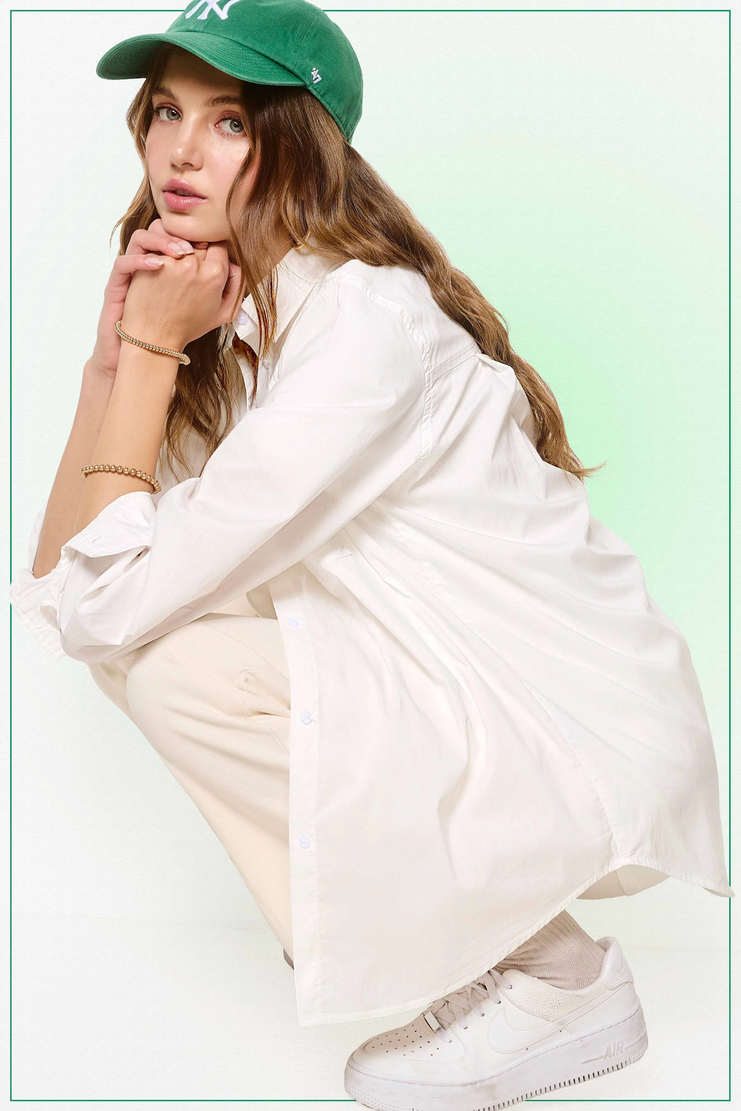 SRT7809-Oversized Button Down Basic Poplin Shirts