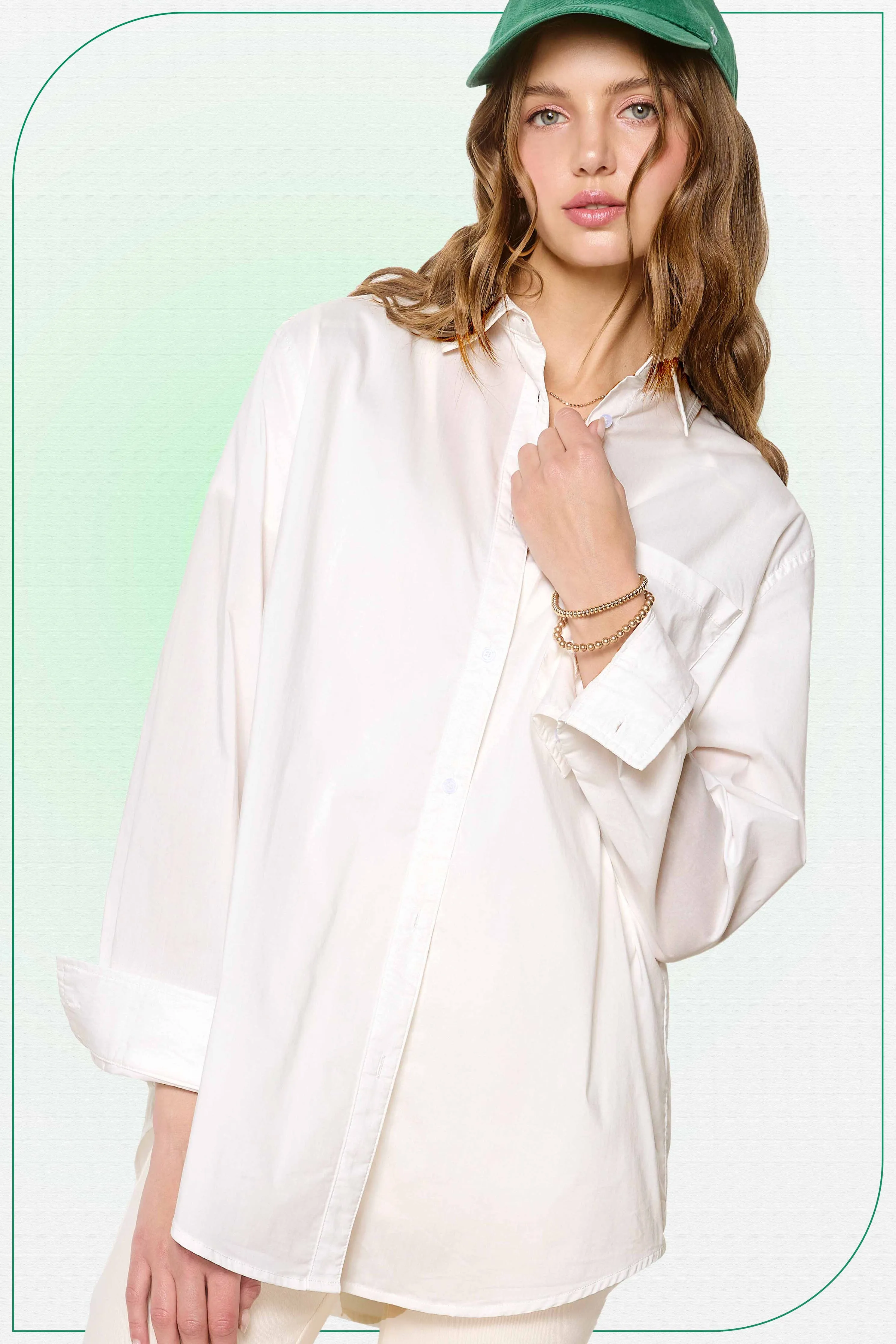 SRT7809-Oversized Button Down Basic Poplin Shirts