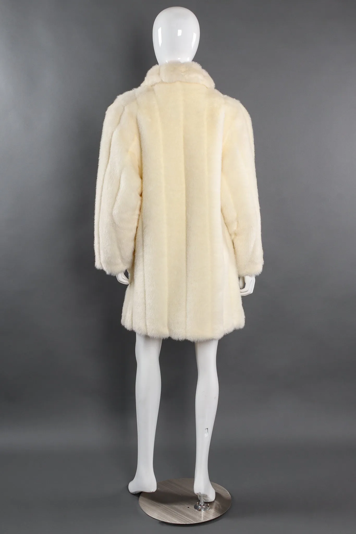 Striped Column Faux Fur Coat
