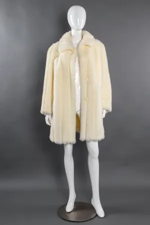Striped Column Faux Fur Coat